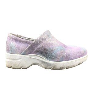 Align Women's Size 8.5W Indya Purple Blue Leather Slip Resistant Work Clogs